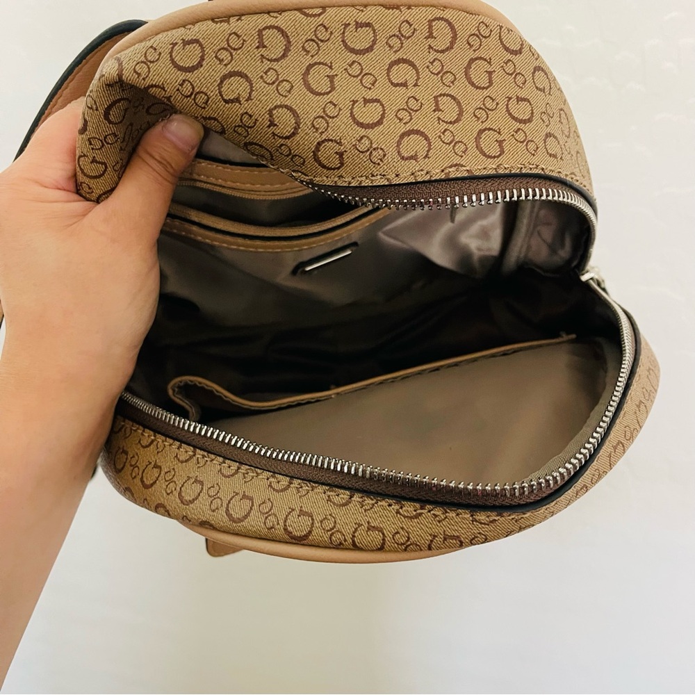 🌸 Guess Brown Mini Backpack with Monogram Design - image 8
